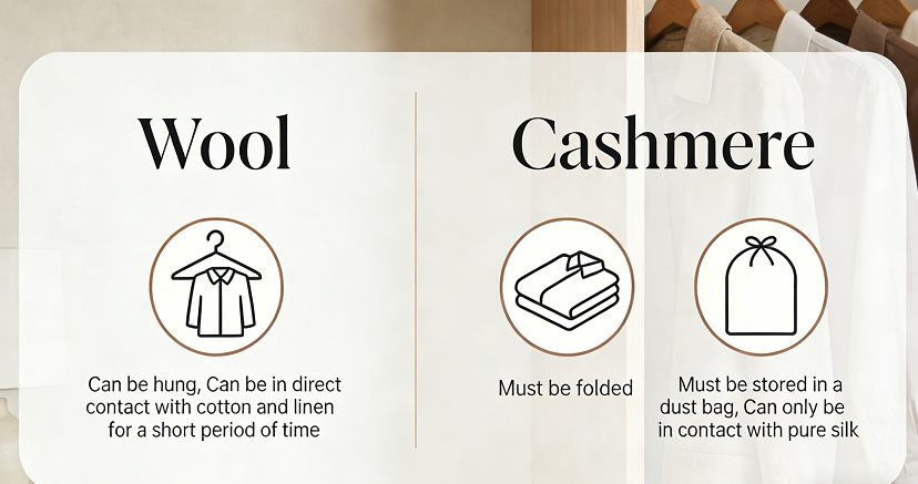 6 Wool vs cashmere storage comparison infographic