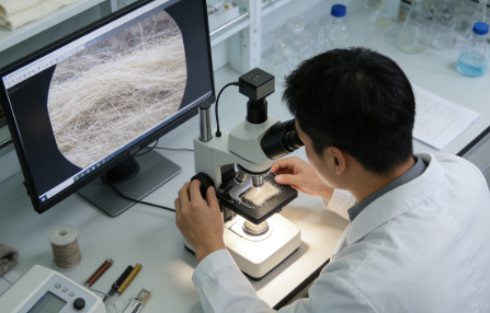 Laboratory testing process for verifying cashmere micron count