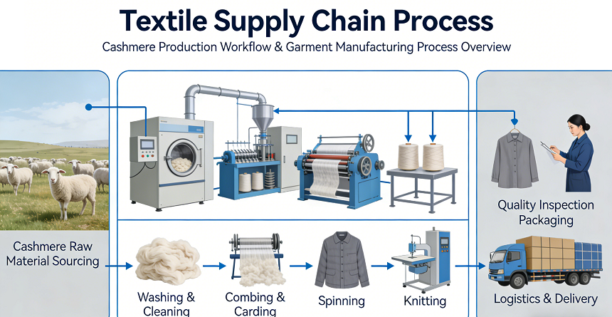 cashmere supply chain from raw fiber to finished garment